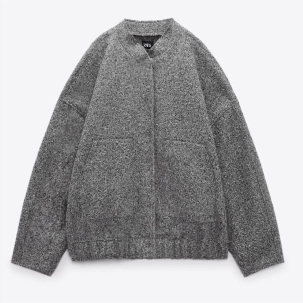 Grey textured bomber jacket